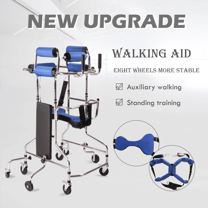 Elderly Walking Aid Stroke Hemiplegia Rehabilitation Equipment Handbrake Foot Brake 8 Universal Wheels