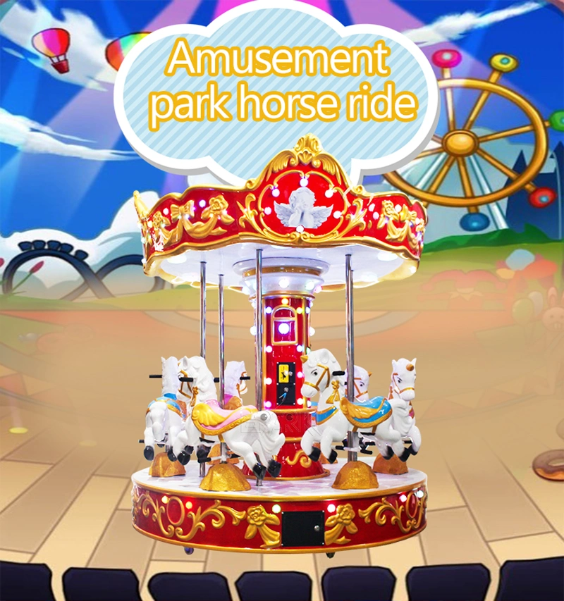 Amusement Rides 6 Seats Kiddie Carousel Horses Game Machine